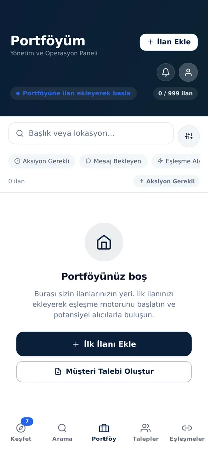 Portföy yönetimi ekranı
